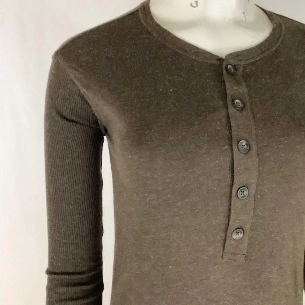 Ralph Lauren Blue Label Sz S Henley Neck Pullover Shirt Dress Brown Modal